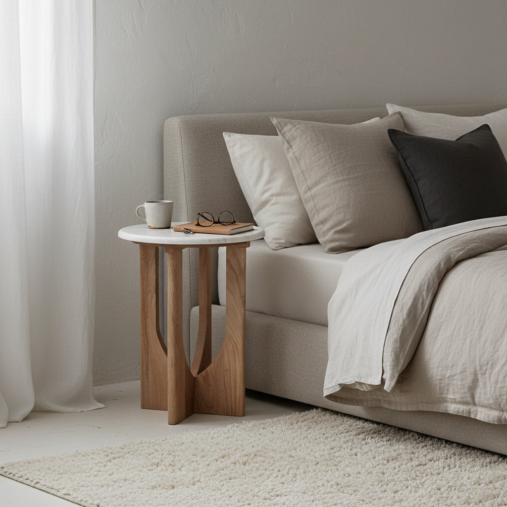 bijzettafel Kuching marmeren wit