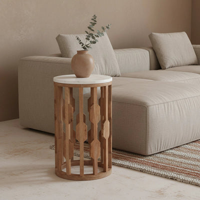 bijzettafel Atjeh marmeren - wit by Raw Materials Amsterdam