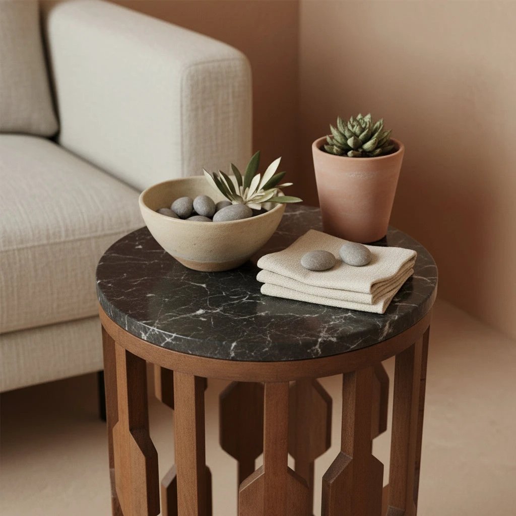 bijzettafel Lampung marmeren -zwart by Raw Materials Amsterdam