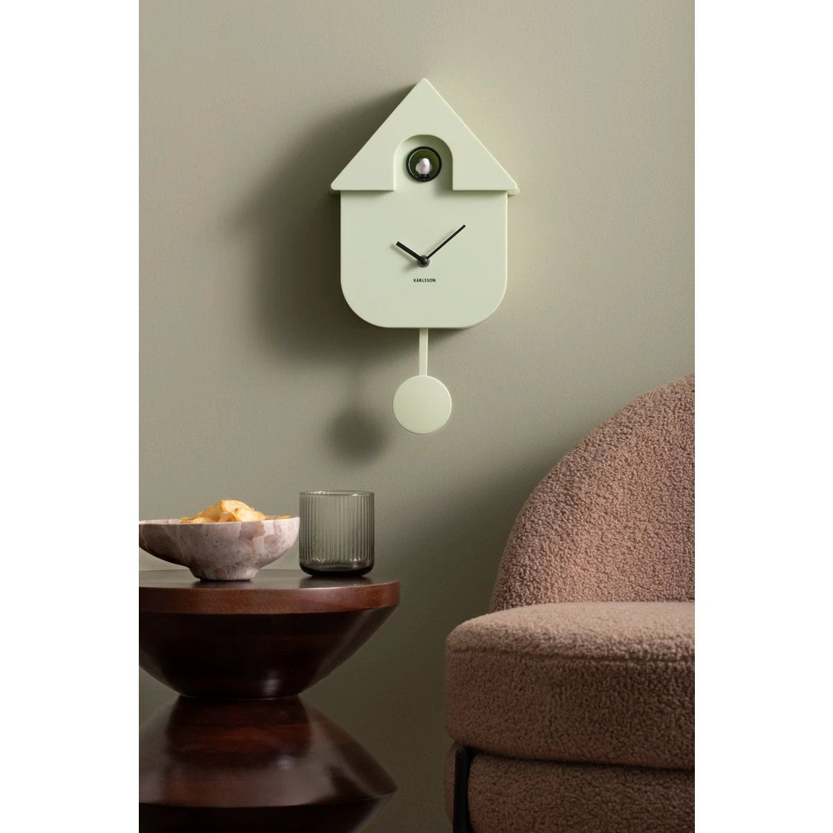 Wandklok Moderne Koekoek Groen by Karlsson