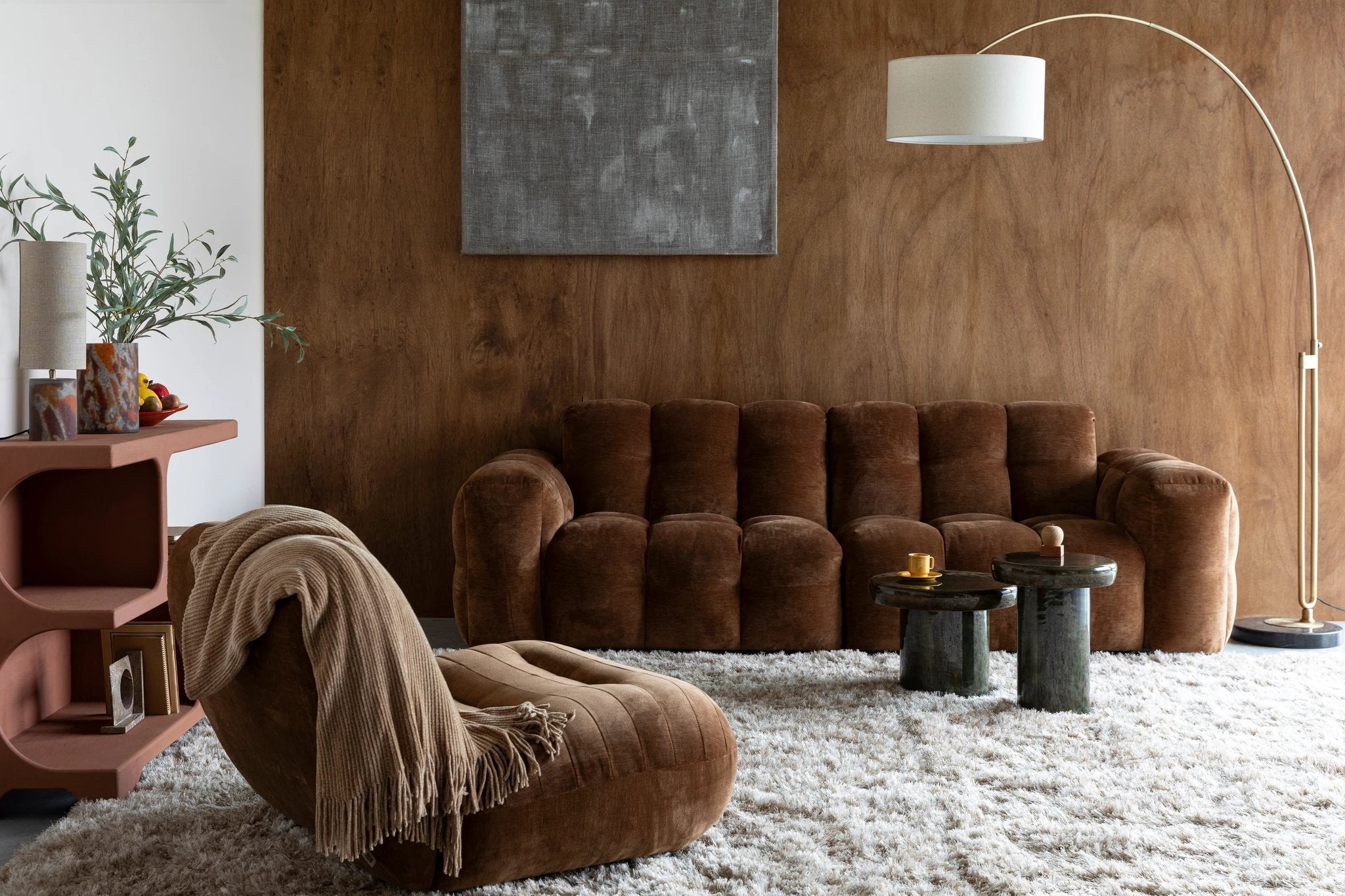 Bankstel Hackman 3-Seater Velours Cognac by Dutchbone