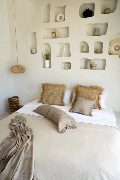 De Raffia Kussenhoes - Vierkant - Naturel - 60x60 by Bazar Bizar Antwerp