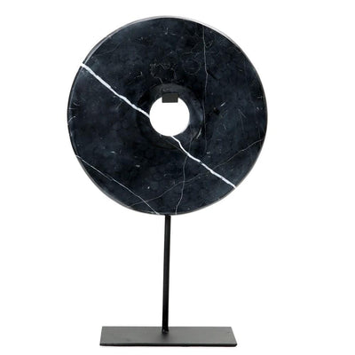 De Marmeren Disc op Stand - Zwart - L by Bazar Bizar Antwerp