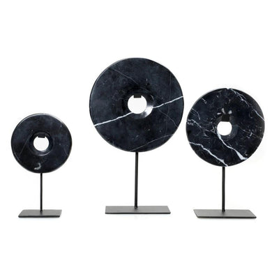 De Marmeren Disc op Stand - Zwart - L by Bazar Bizar Antwerp