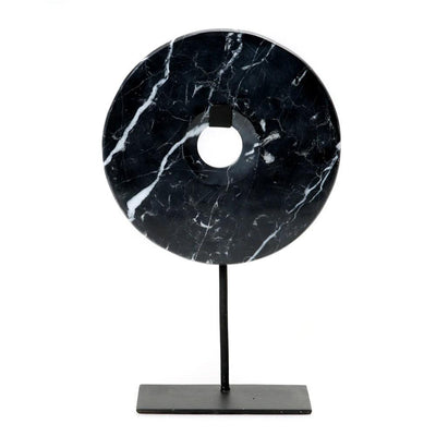 De Marmeren Disc op Stand - Zwart - L by Bazar Bizar Antwerp