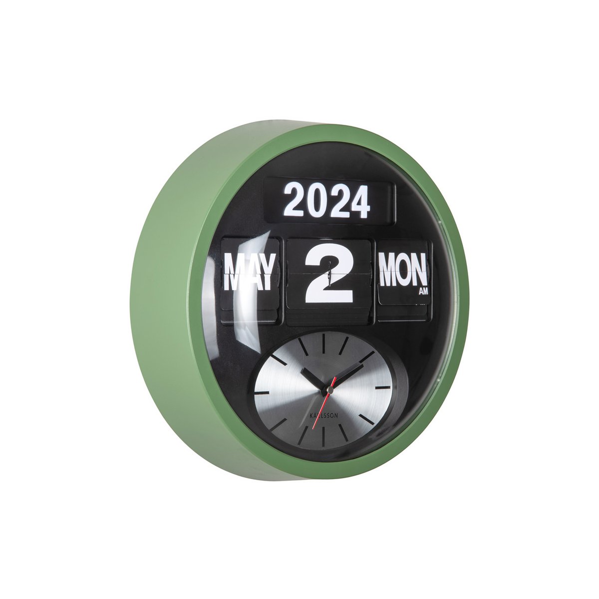Wandklok Round Flip Groen