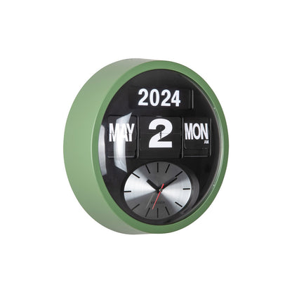 Wandklok Round Flip Groen