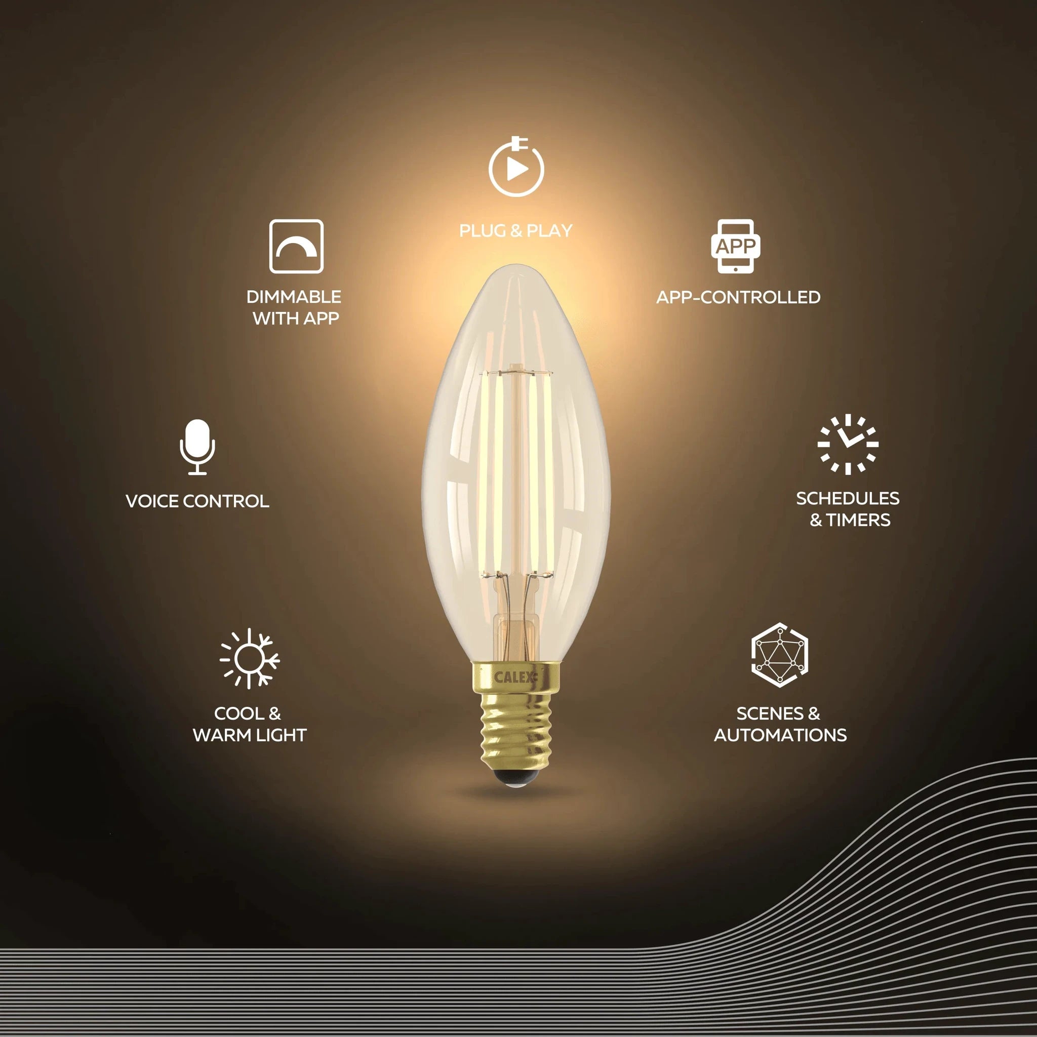 Smart LED Filament Lamp - E14 - Kaars - Goud by Calex
