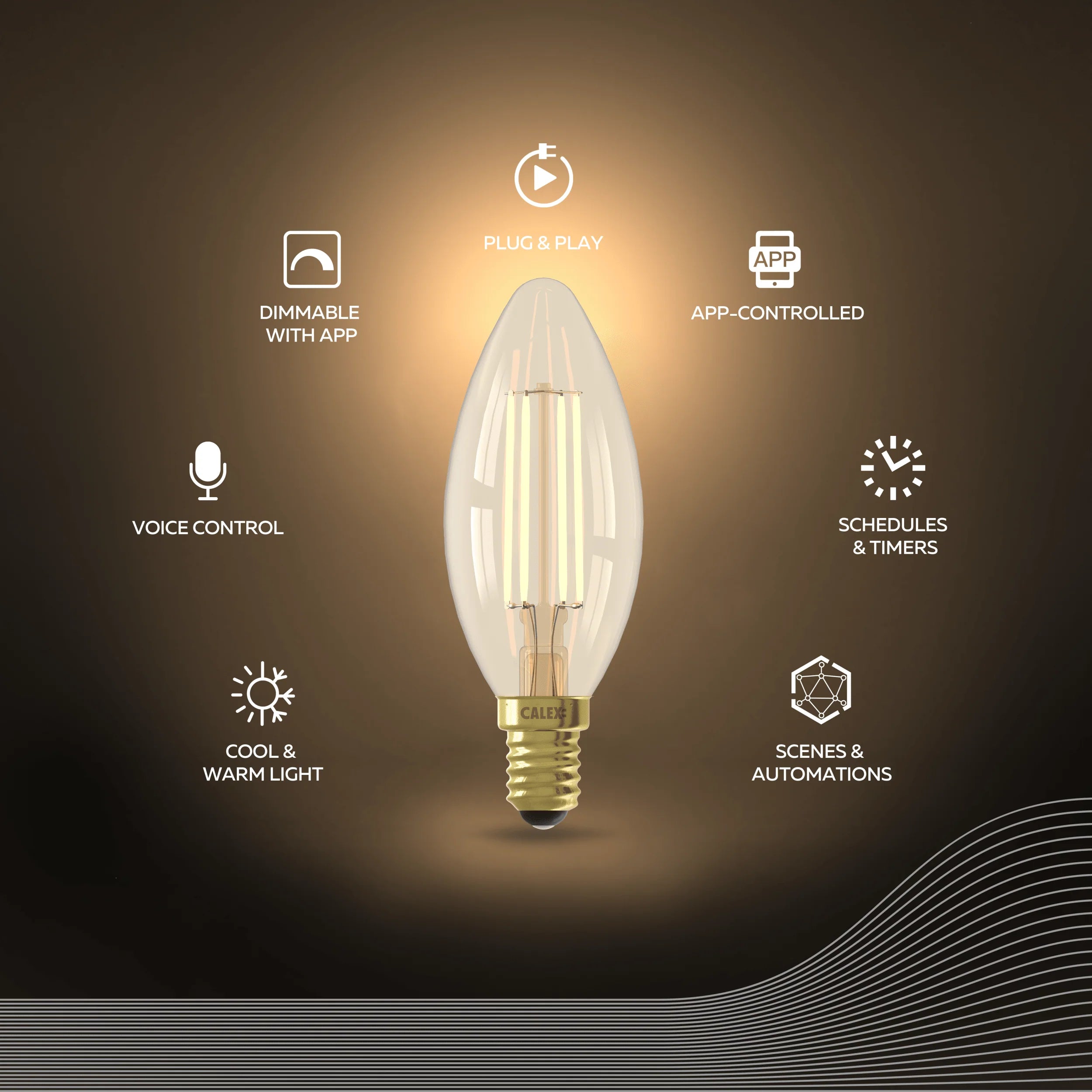 Smart LED Filament Lamp - E14 - Kaars - Helder - depauwwonen