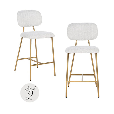Barstoel Xenia white bouclé - Laag (set van 2) by Richmond Interiors