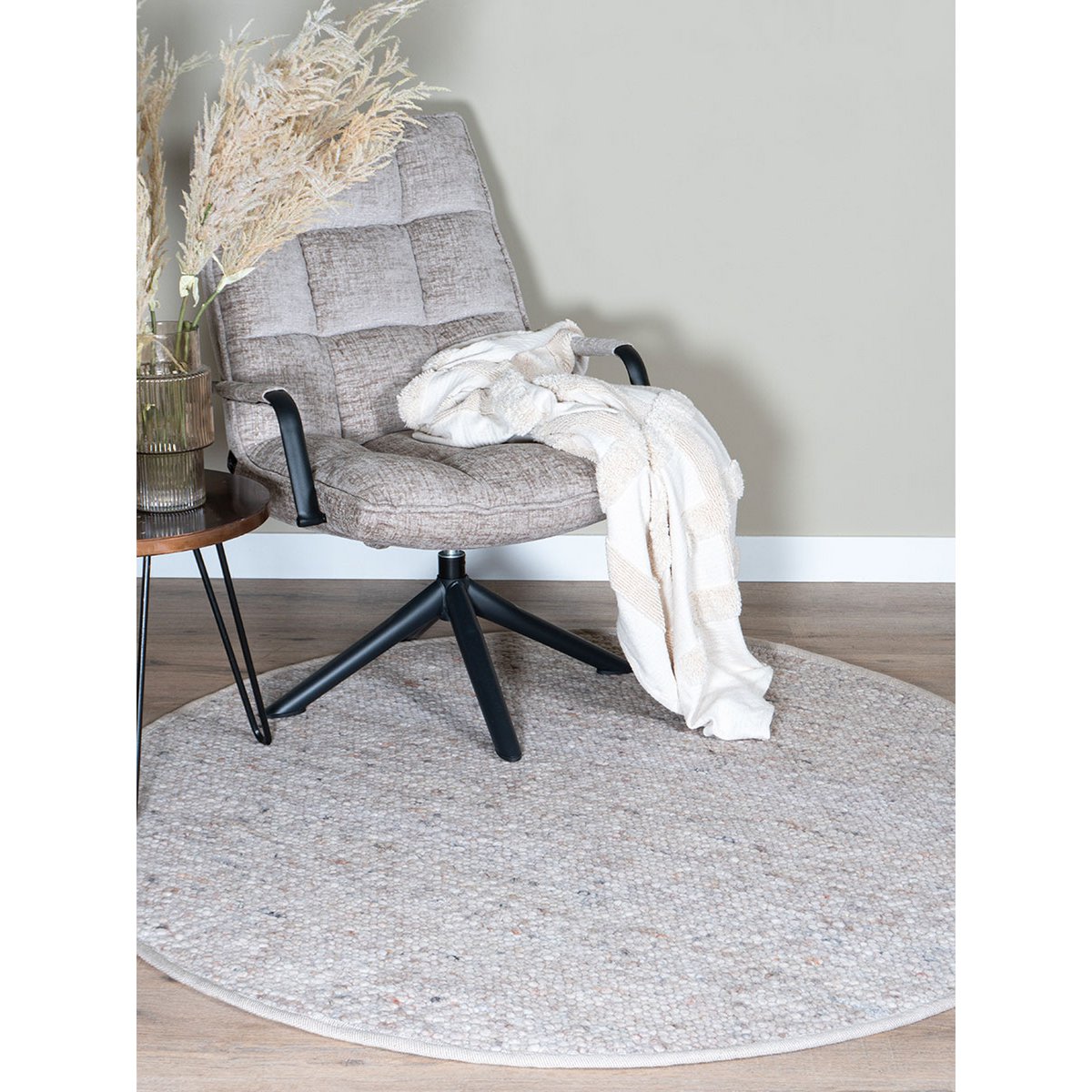 Vloerkleed Stone Beige – Rond ø160 cm