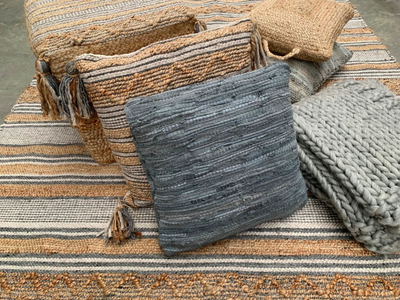 Vloerkleed Naturel Jute Wol Grijs - in 3 maten by Rocaflor