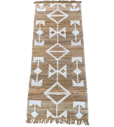 Gangloper vloerkleed jute witte chenille 80x200 by Rocaflor
