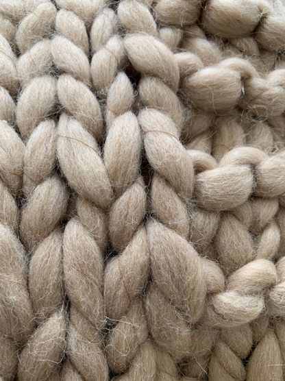 Plaid grof gebreid 100% wol beige - depauwwonen