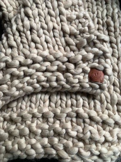 Plaid grof gebreid 100% wol beige by Rocaflor