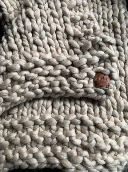 Plaid grof gebreid 100% wol beige - depauwwonen