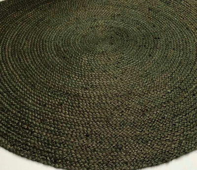 Rond vloerkleed gevlochten jute Bosgroen in 2 maten by Rocaflor