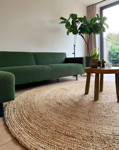Rond vloerkleed gevlochten jute Naturel in 5 maten by Rocaflor