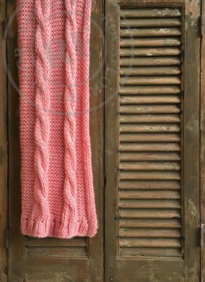 Deken gebreid kabelpatroon Koraalroze - depauwwonen