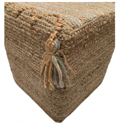 Poef Naturel Jute Wol Sage by Rocaflor
