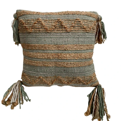 Kussen Naturel Jute Wol Sage by Rocaflor