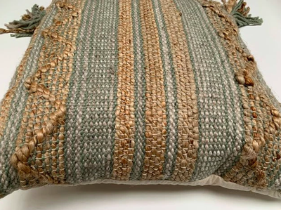 Kussen Naturel Jute Wol Sage by Rocaflor
