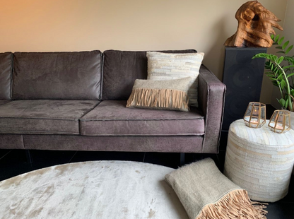 Vloerkleed Tencel rond laagpolig zandkleur - in 2 maten - depauwwonen