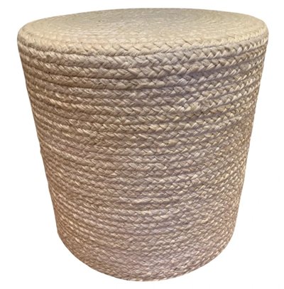 Poef gevlochten jute off-white ø40 / hg 40 cm by Rocaflor