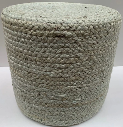 Poef gevlochten jute pale aqua ø40 / hg 35 cm by Rocaflor