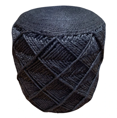 Poef BOHO jute black ø40 / hg 40 cm by Rocaflor
