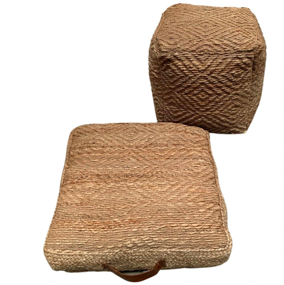 Poef Naturel Handgewoven Jute - 40x40 by Rocaflor