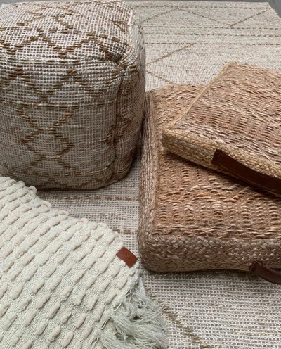 Poef Zeegras PET natural - 40x40 by Rocaflor