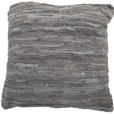 Kussen recycled leer dubbelzijdig Steengrijs by Rocaflor