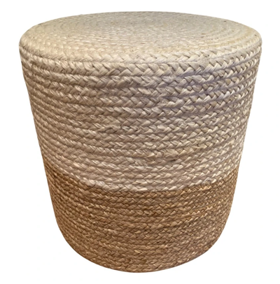 Poef gevlochten jute two-tone ø40 / hg 40 cm by Rocaflor