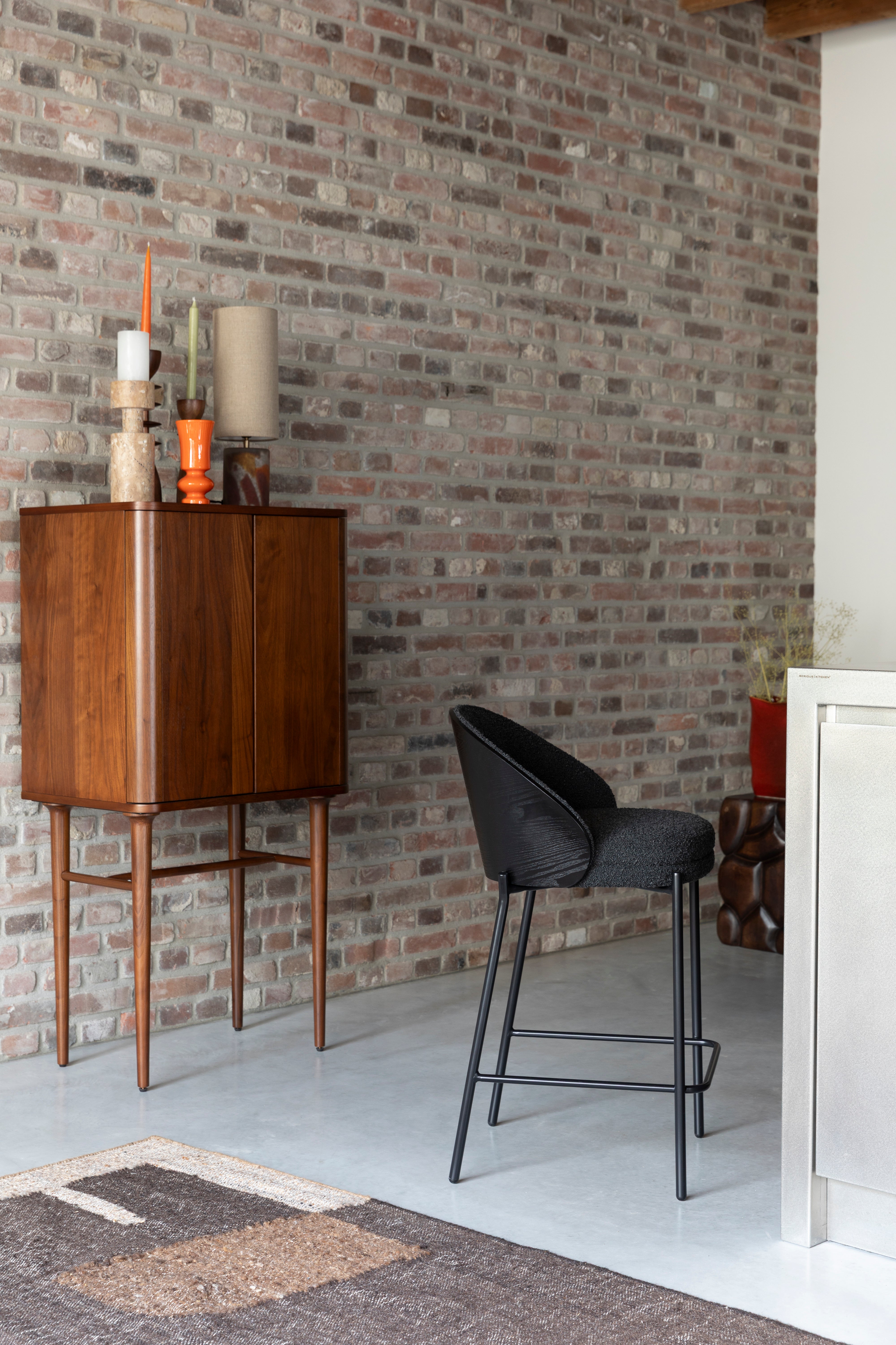 Counter Chair Rodin BouclÃ© Black