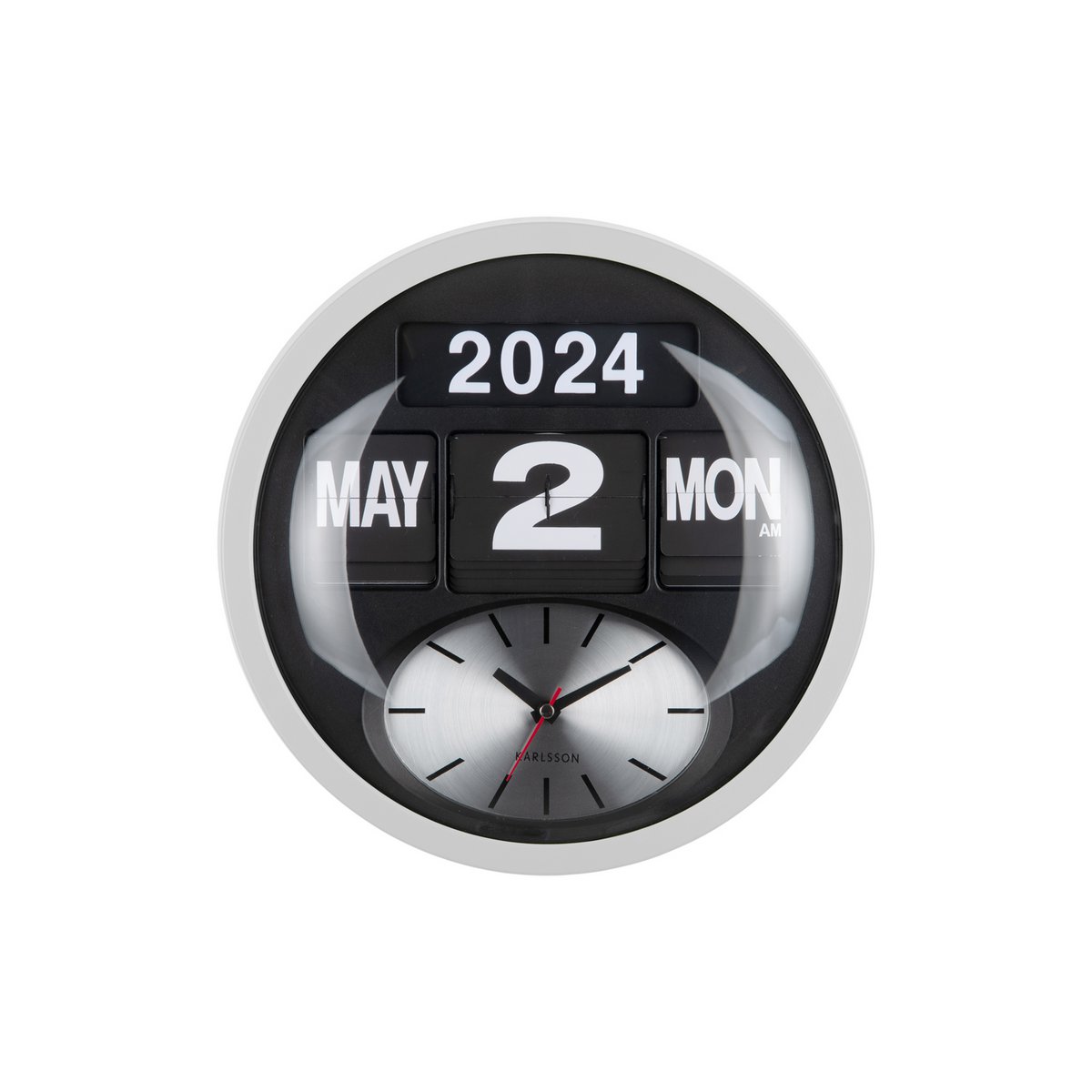 Wandklok Round Flip Wit