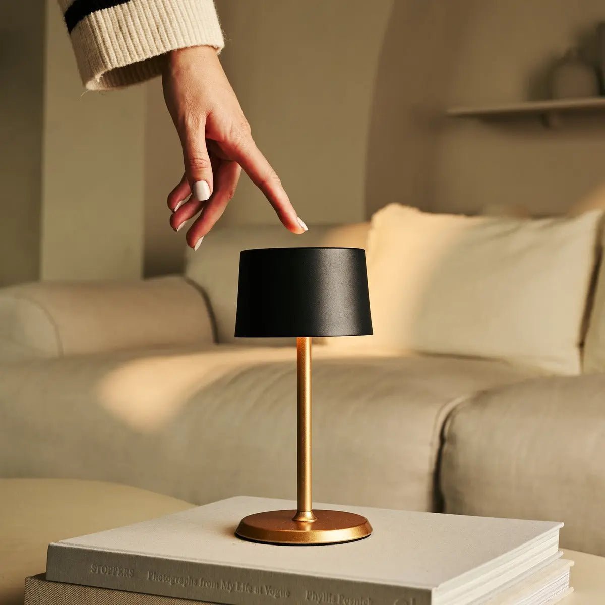 Tafellamp oplaadbaar David Zwart & Goud 2 op 1 met verstelbare hoogte