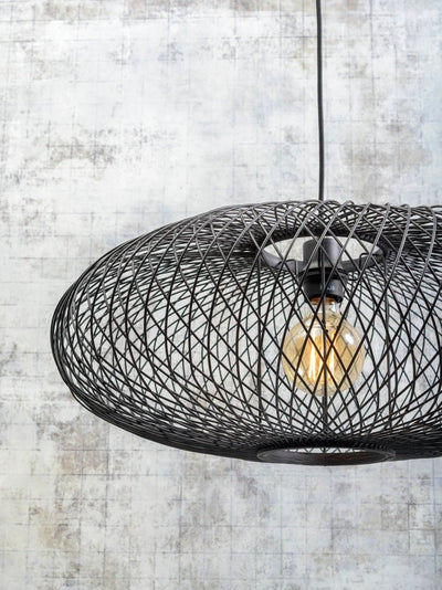 Hanglamp Cango Bamboe Ellipse Black - Ø60 by GOOD&MOJO
