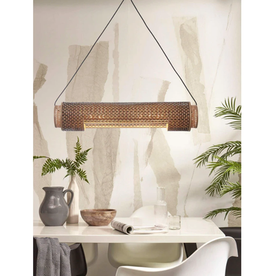 Hanglamp Bhutan Bamboe cilinder - zwart/naturel by GOOD&MOJO