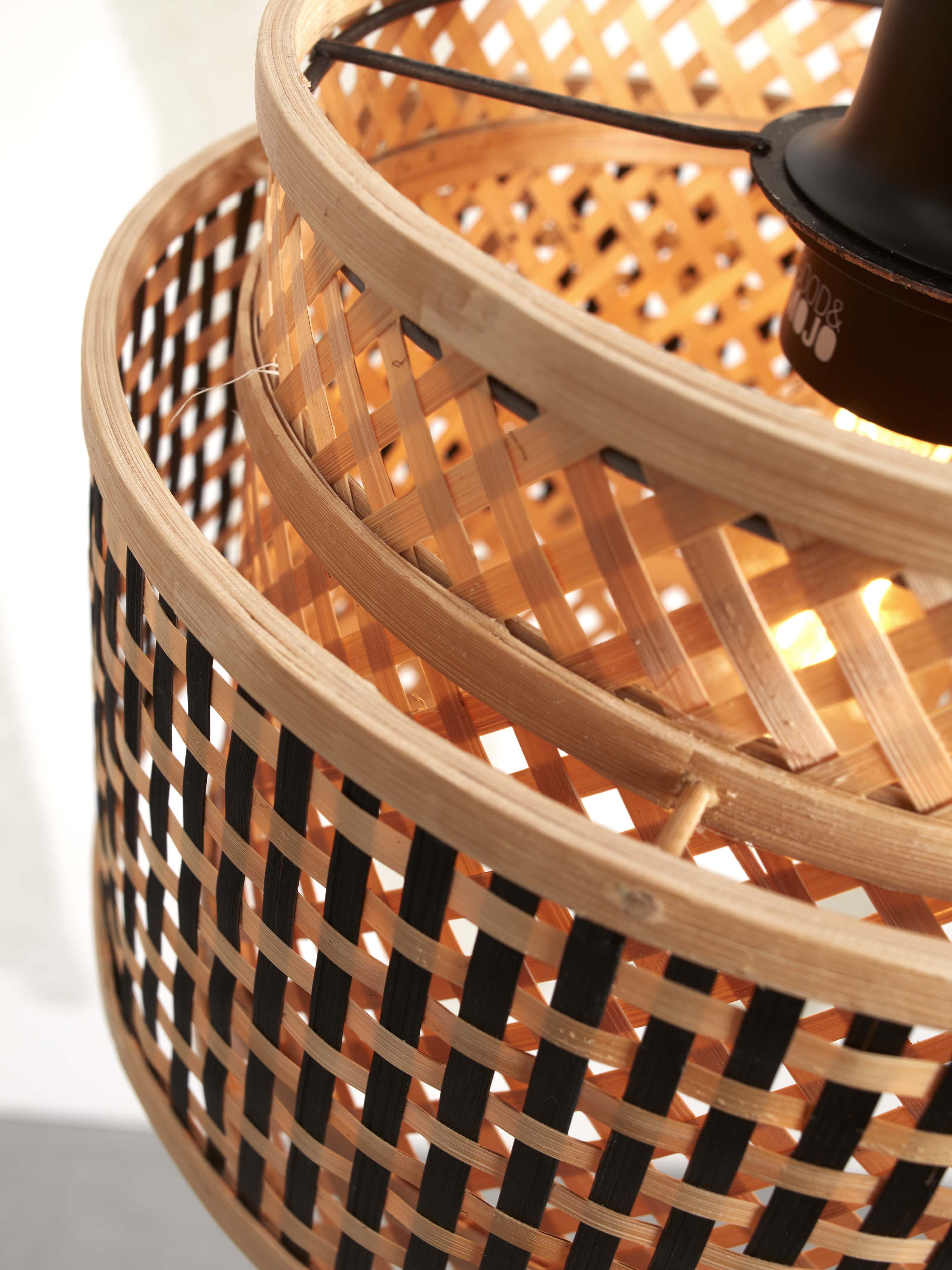 Hanglamp Bhutan - Bamboe/Zwart - Ø25cm - depauwwonen