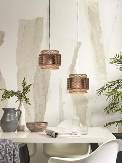 Hanglamp Bhutan - Bamboe/Zwart - Ø25cm by GOOD&MOJO