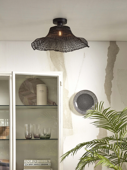 Plafondlamp Ibiza - Zwart Bamboe - 50x50x20cm - depauwwonen