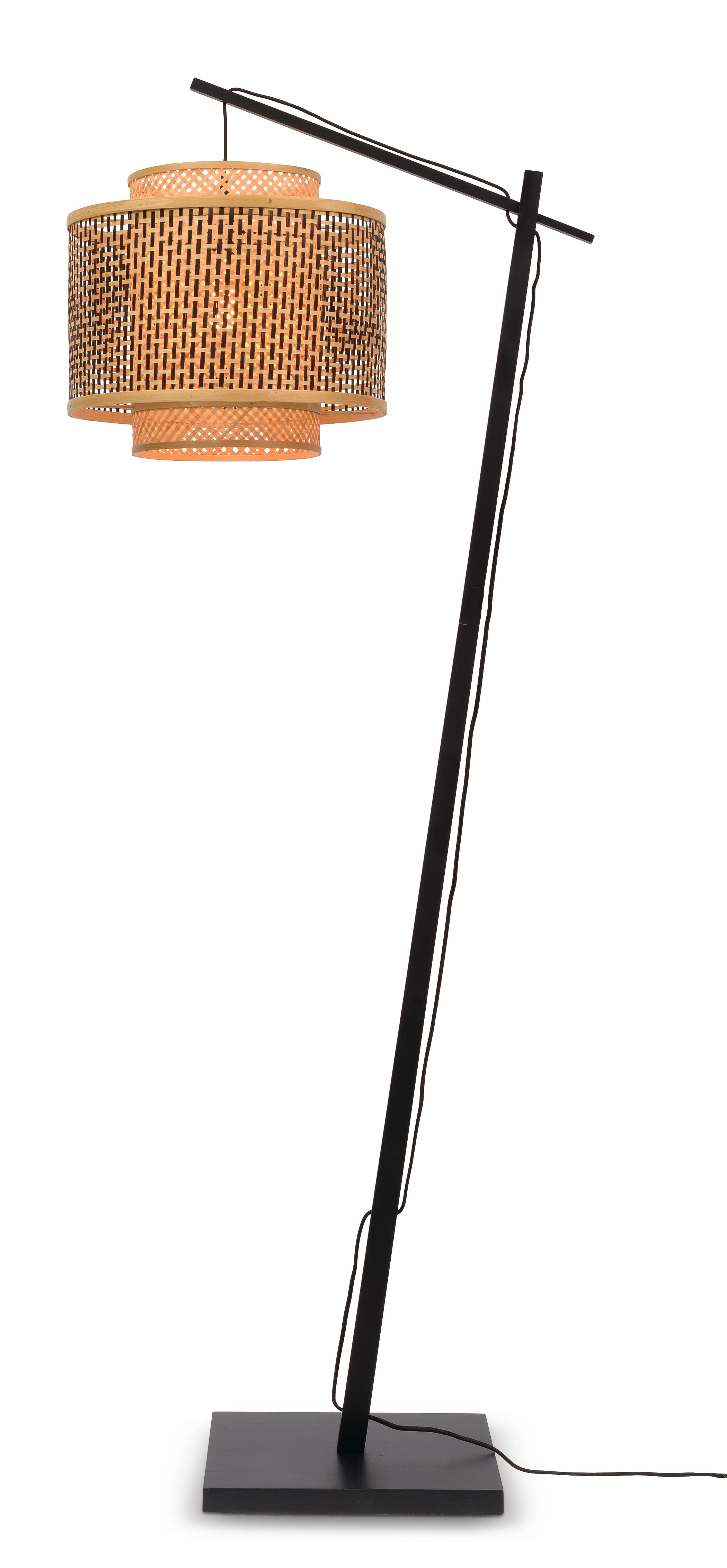 Vloerlamp Bhutan - Bamboe Zwart/Naturel - 68x40x176cm - depauwwonen