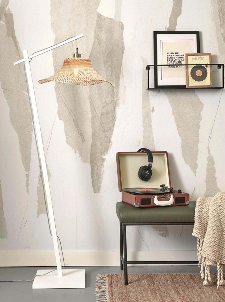 Vloerlamp Ibiza - Bamboe Wit/Naturel - 68x50x150cm - depauwwonen