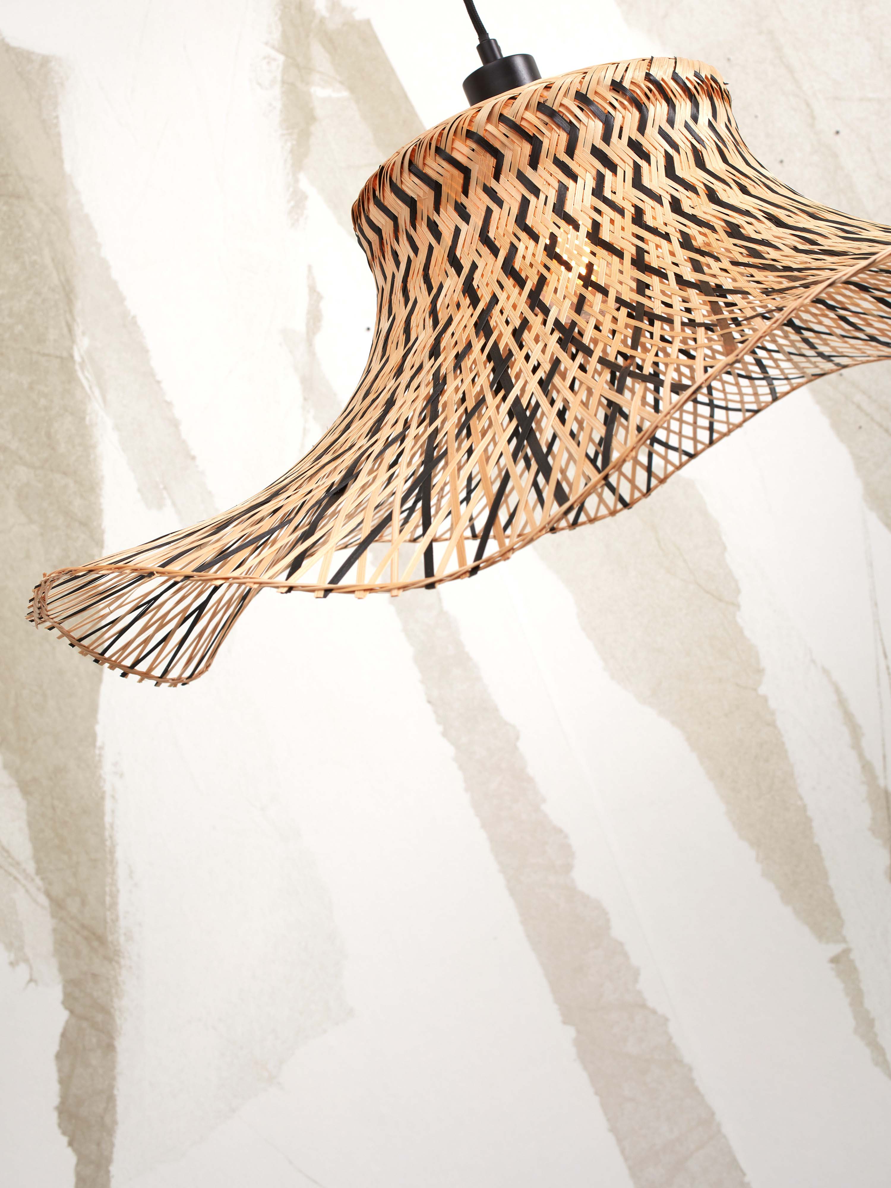 Vloerlamp Ibiza - Bamboe/Zwart - 82x65x176cm - depauwwonen