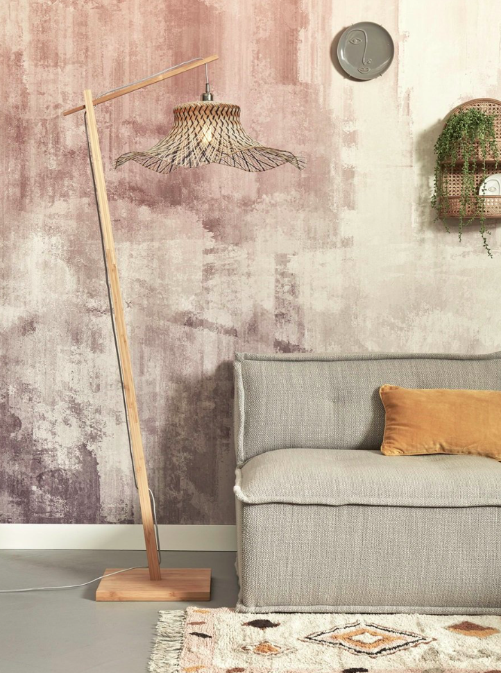 Vloerlamp Ibiza - Bamboe/Zwart - 82x65x176cm - depauwwonen