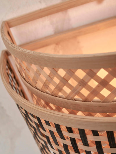 Wandlamp Bhutan - Bamboe/Zwart - 24x12x21cm by GOOD&MOJO