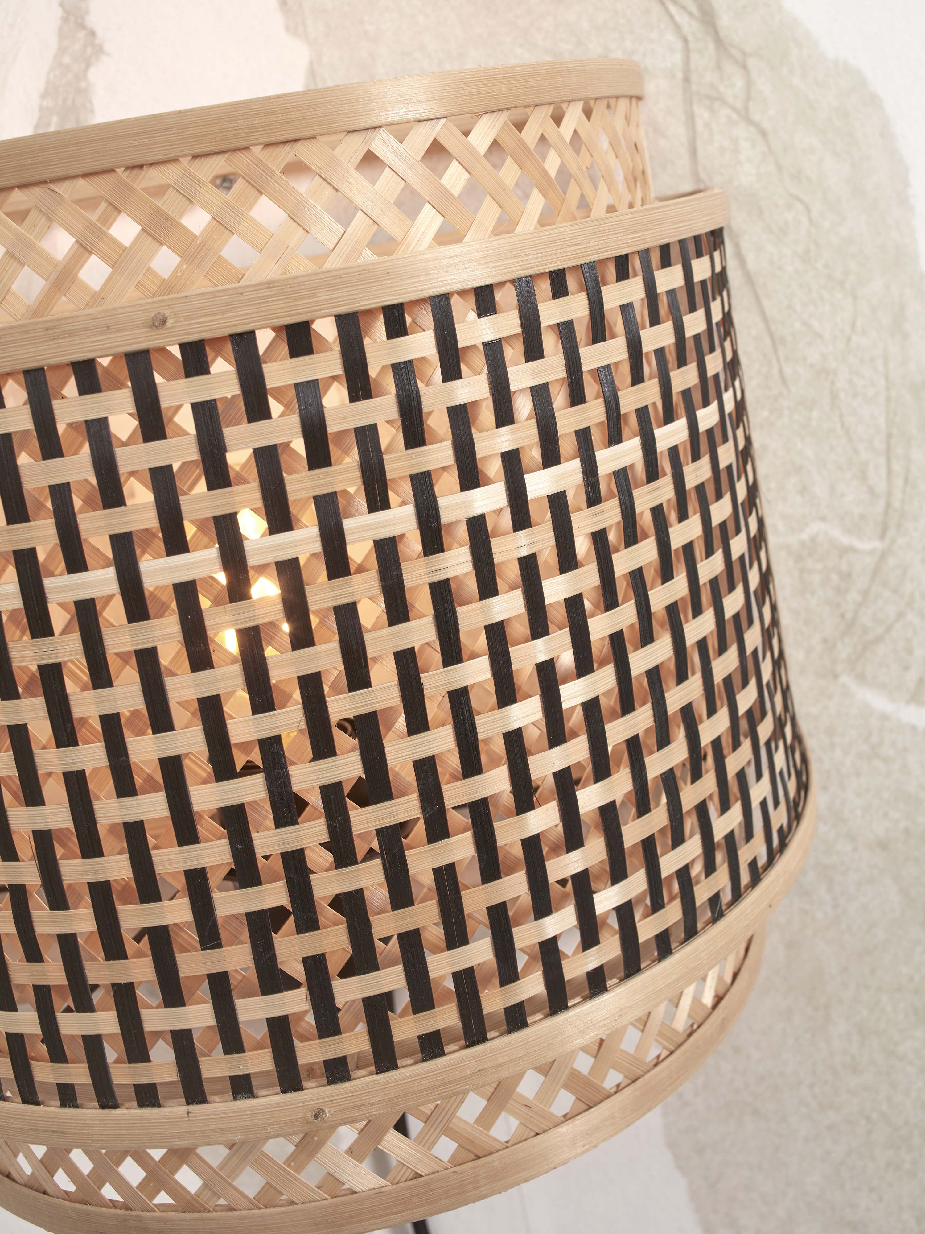 Wandlamp Bhutan - Bamboe/Zwart - 32x16x27cm - depauwwonen