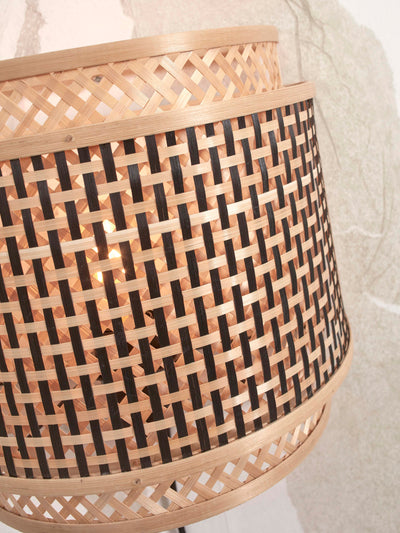 Wandlamp Bhutan - Bamboe/Zwart - 32x16x27cm by GOOD&MOJO