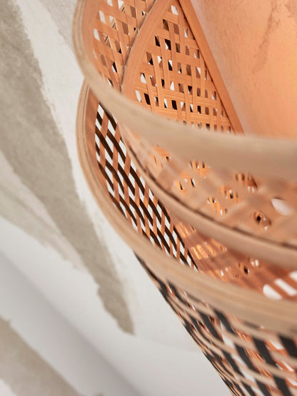 Wandlamp Bhutan - Bamboe/Zwart - 32x16x27cm - depauwwonen